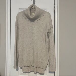 Cynthia Rowley cowl/turtle neck 2-play cashmere sweater. Size L, cream/oatmeal